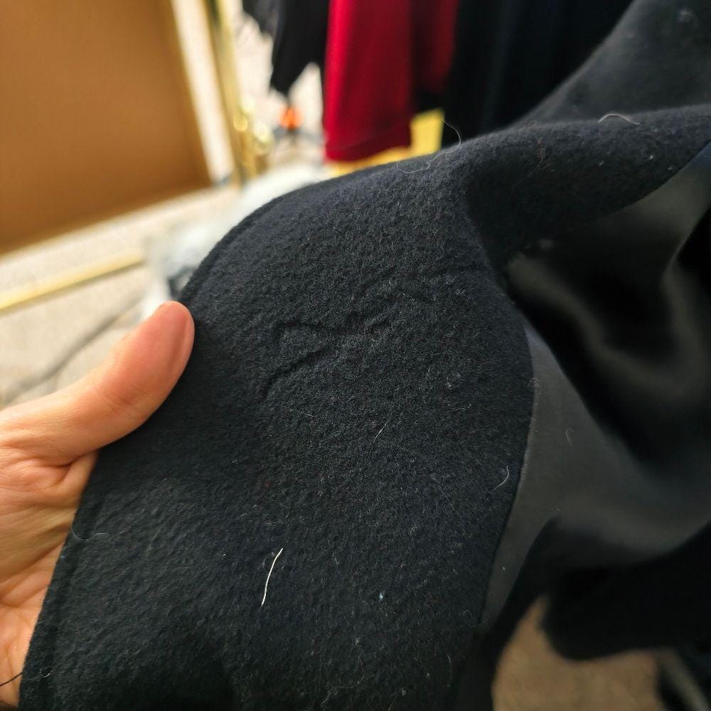 Vintage Capri Black Full Length Belted Wool Coat with Fox Fur Cuffs