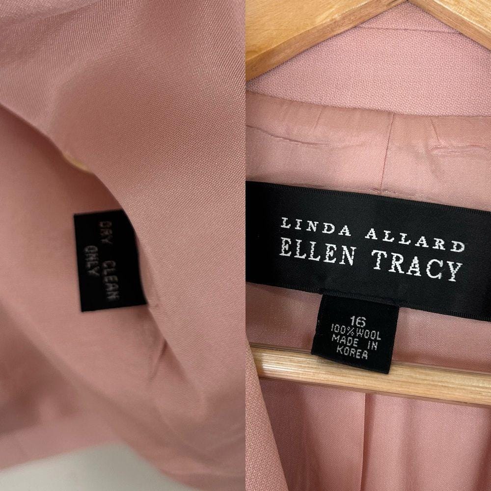Vintage Ellen Tracy Wool Pastel Pink Cropped Blazer