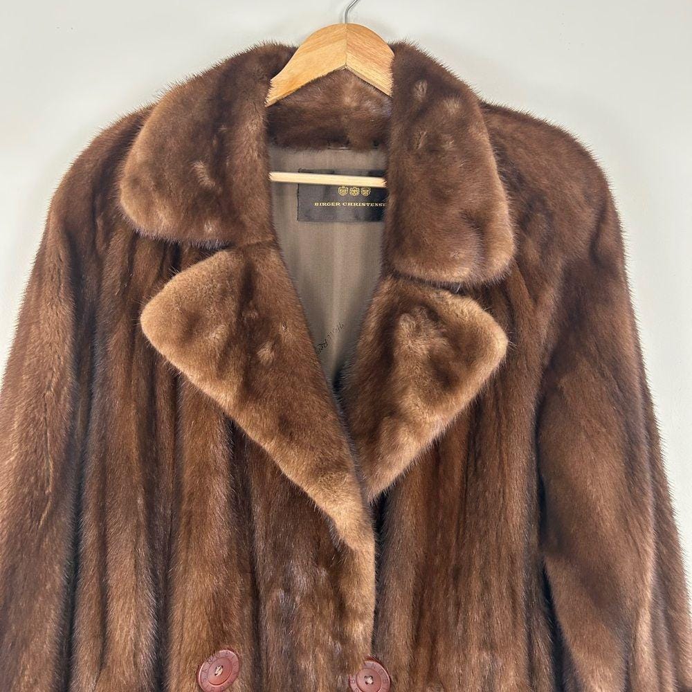 Vintage Birger Christensen Mahogany Top Tier Genuine Mink Coat Overcoat