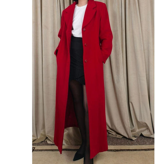 Vintage Marvin Richards Bold Red Wool Full Length Blazer Wool Coat