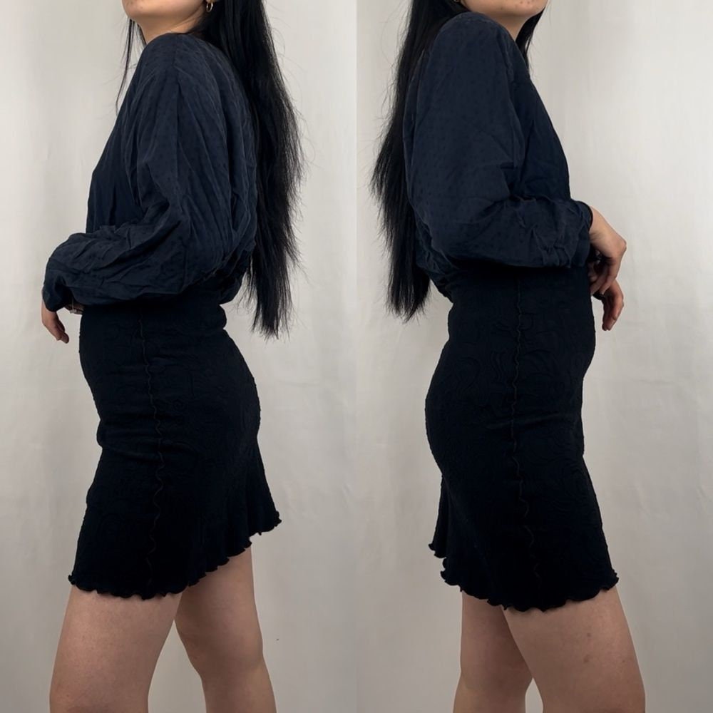 Vintage M. J. Caroll Navy Silk Collarless Blouse