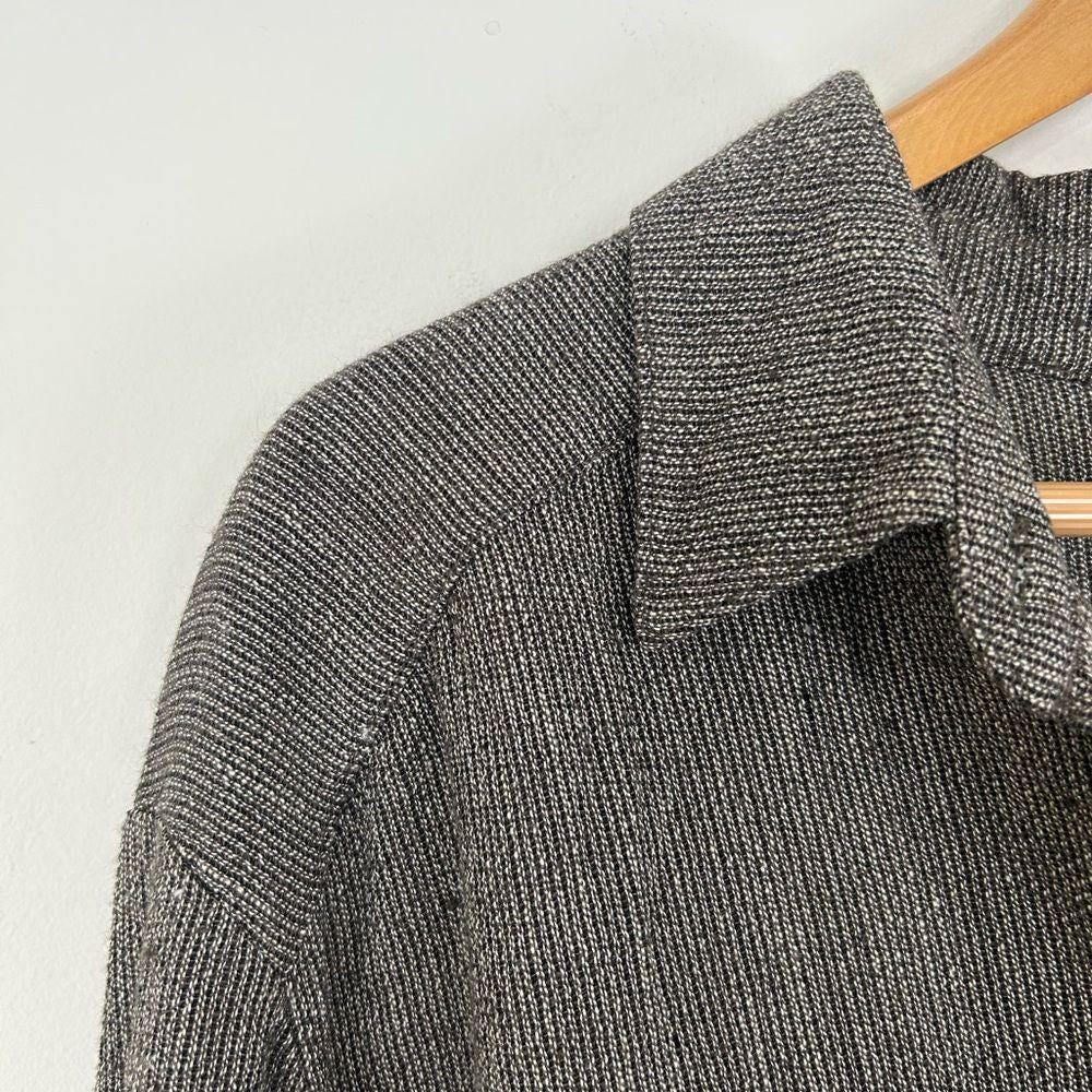 Eileen Fisher Grey Mixed Thread Oversized Linen Blend Shirt