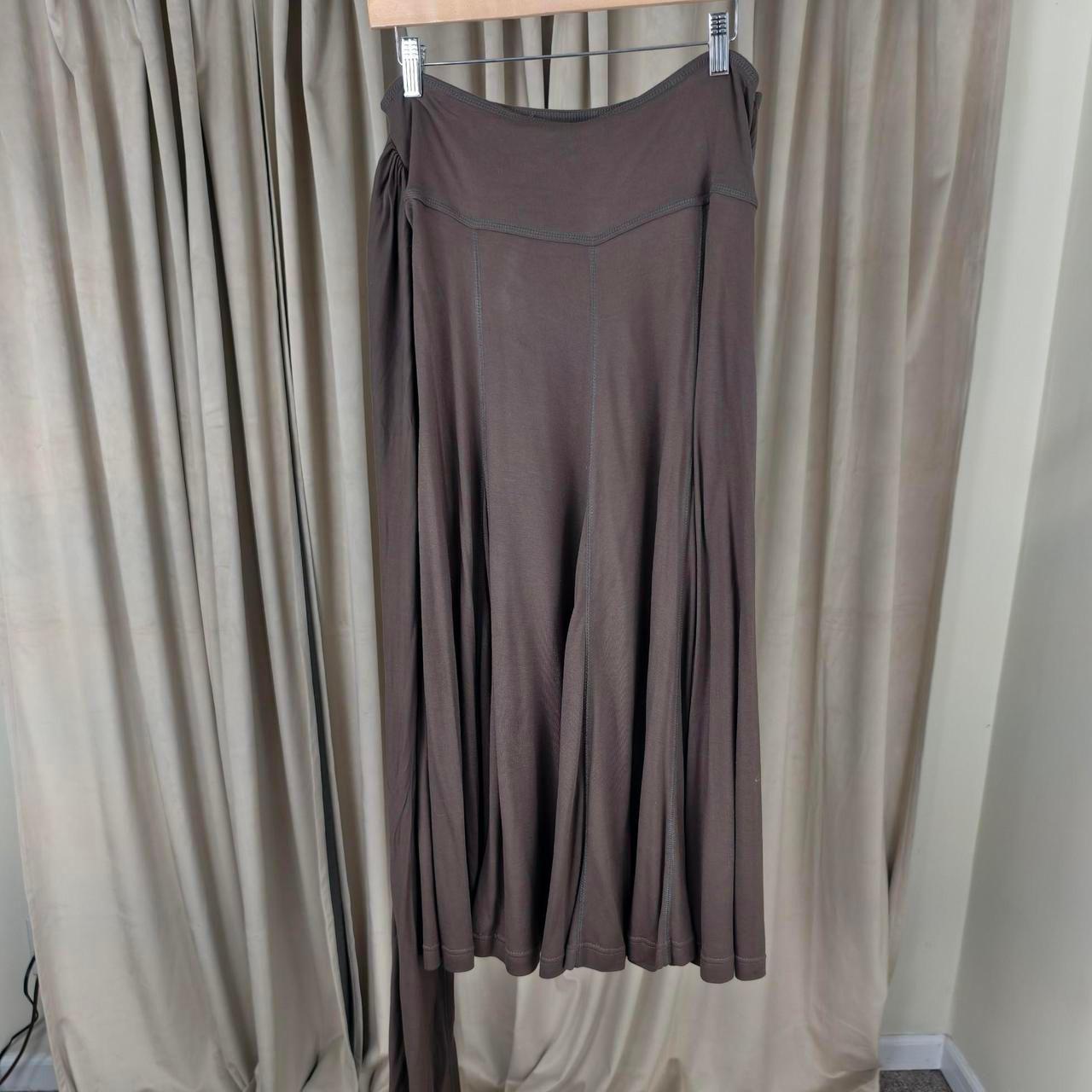 Lapis Brown Pleated Midi Skirt with Tie Waist