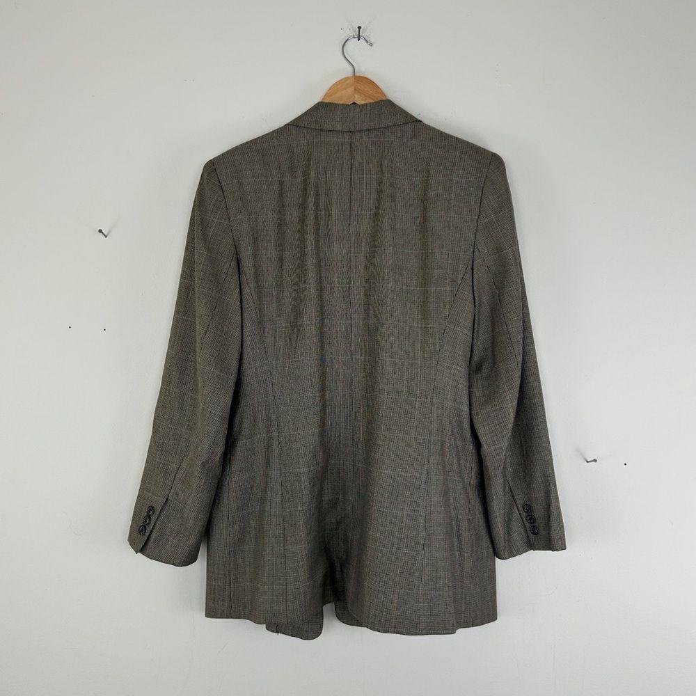 Vintage Burberry Plaid Tan Grey Wool Silk Blazer