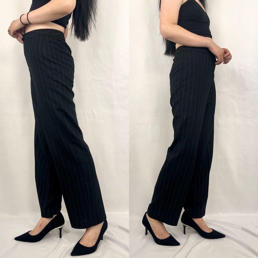 Vintage 90s Bob Mackie Black Pinstripe Formal Trousers Slacks