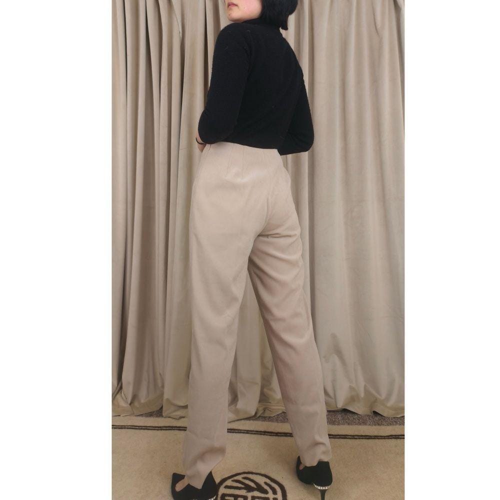 Vintage Gantos Beige Faux Suede Tapered Trousers