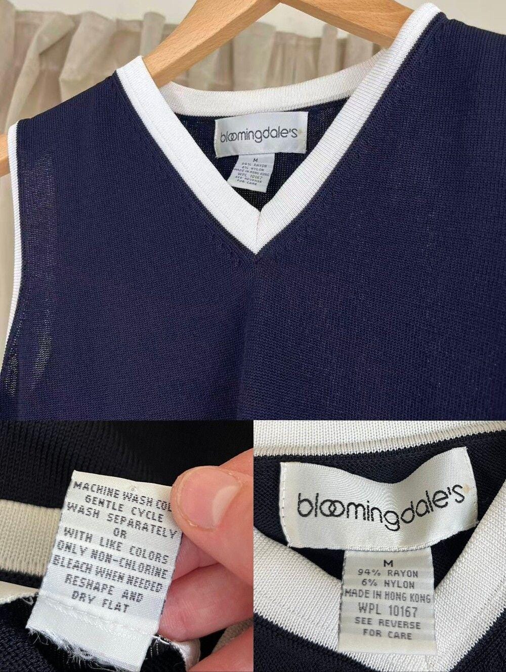 Vintage Bloomingdale's Knit Navy Sleeveless Top and Pants Set