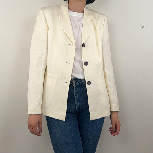 Vintage Le Suit Cream Linen Blazer