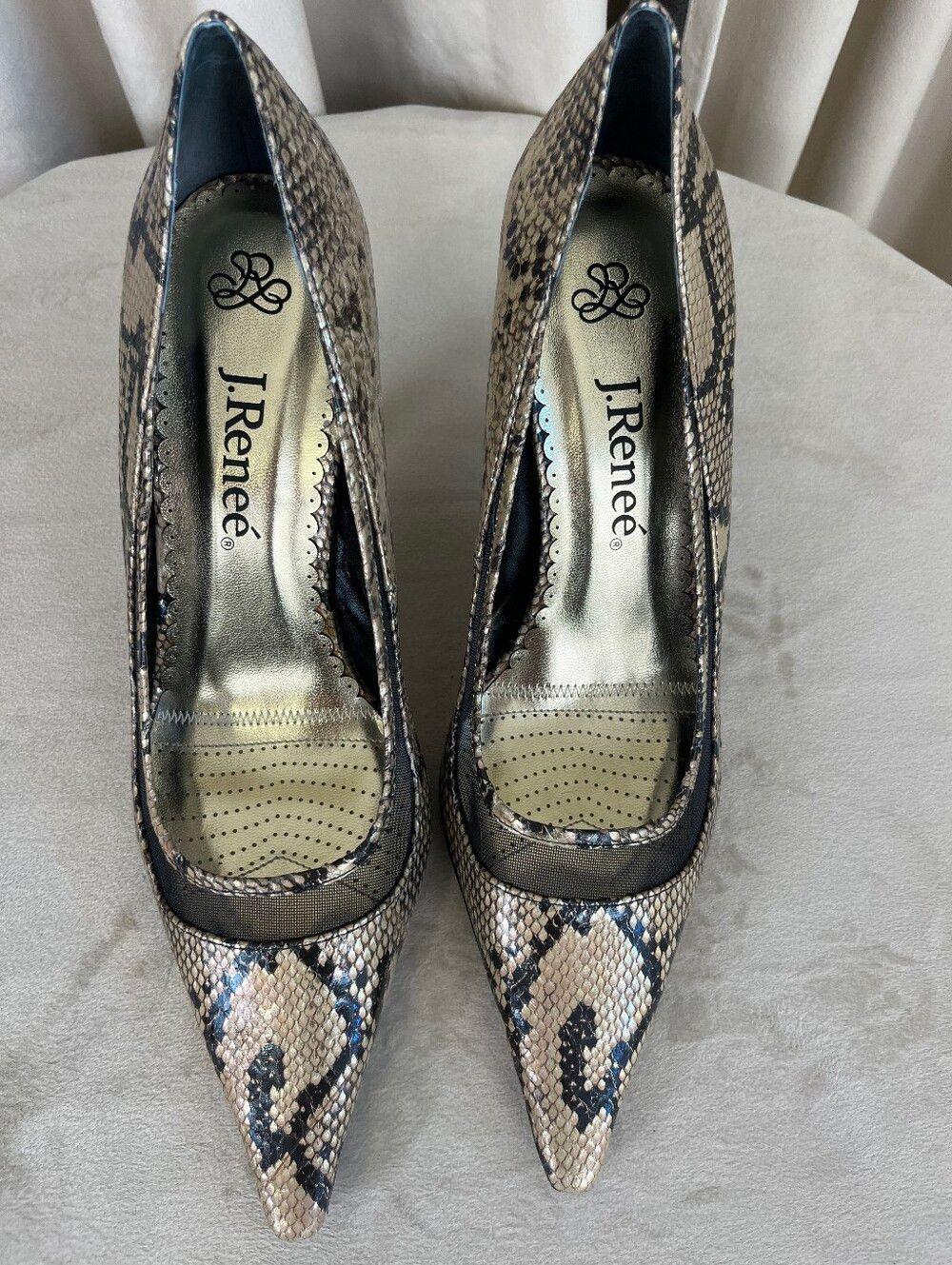 J Renee Snake-Print Pointed Toe Pumps