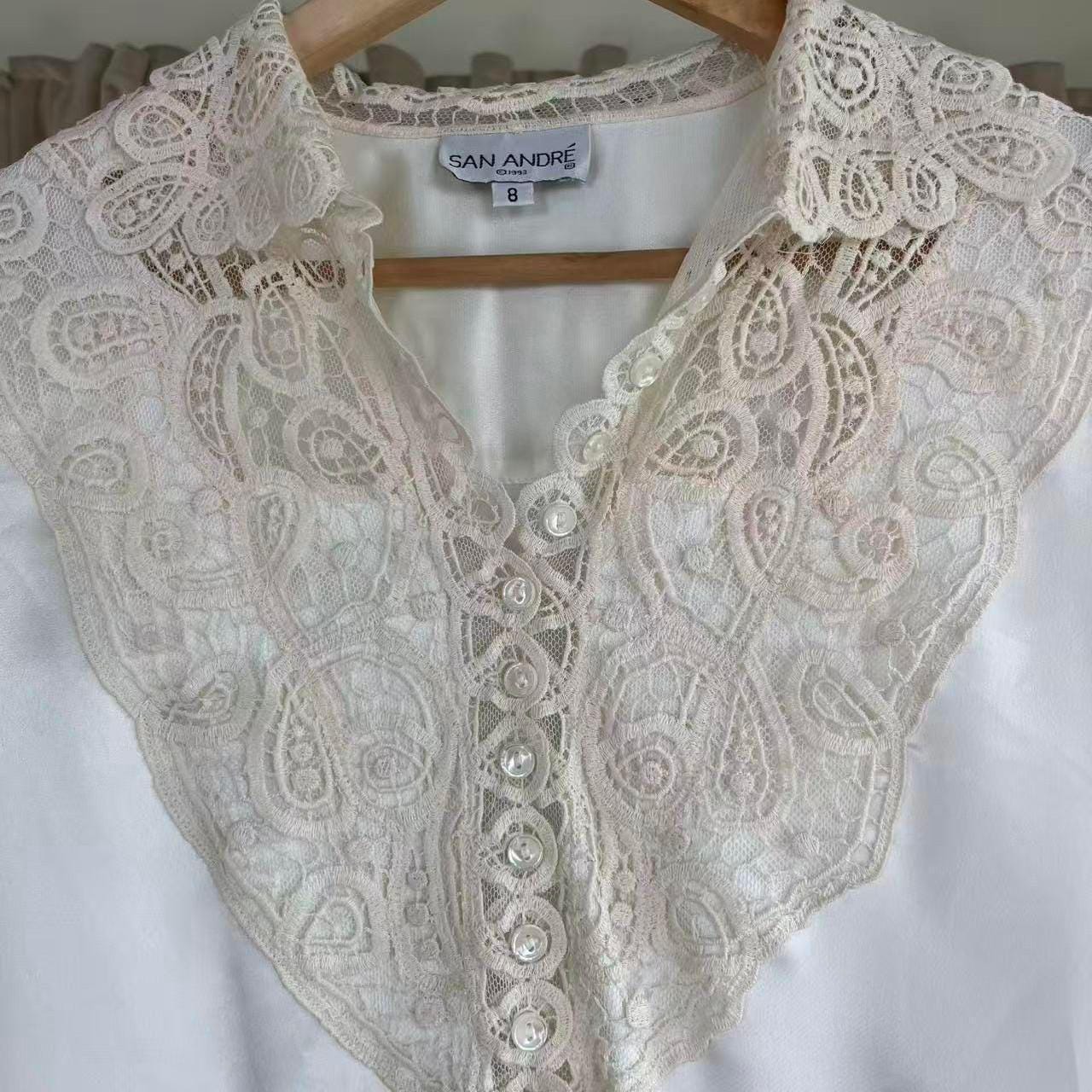Vintage San Andre White Cream Lace Blouse