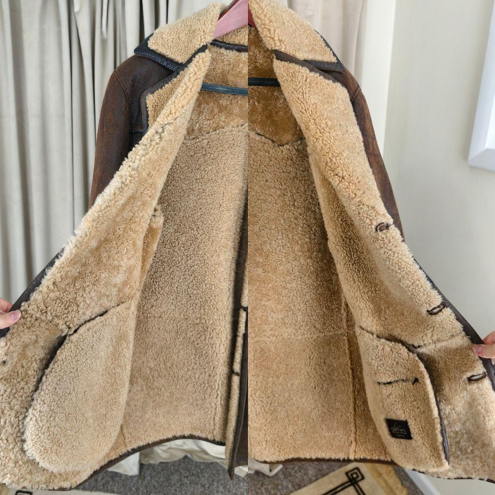 Vintage Made in Italy Brown German's Prescious Leather Shearling Coat