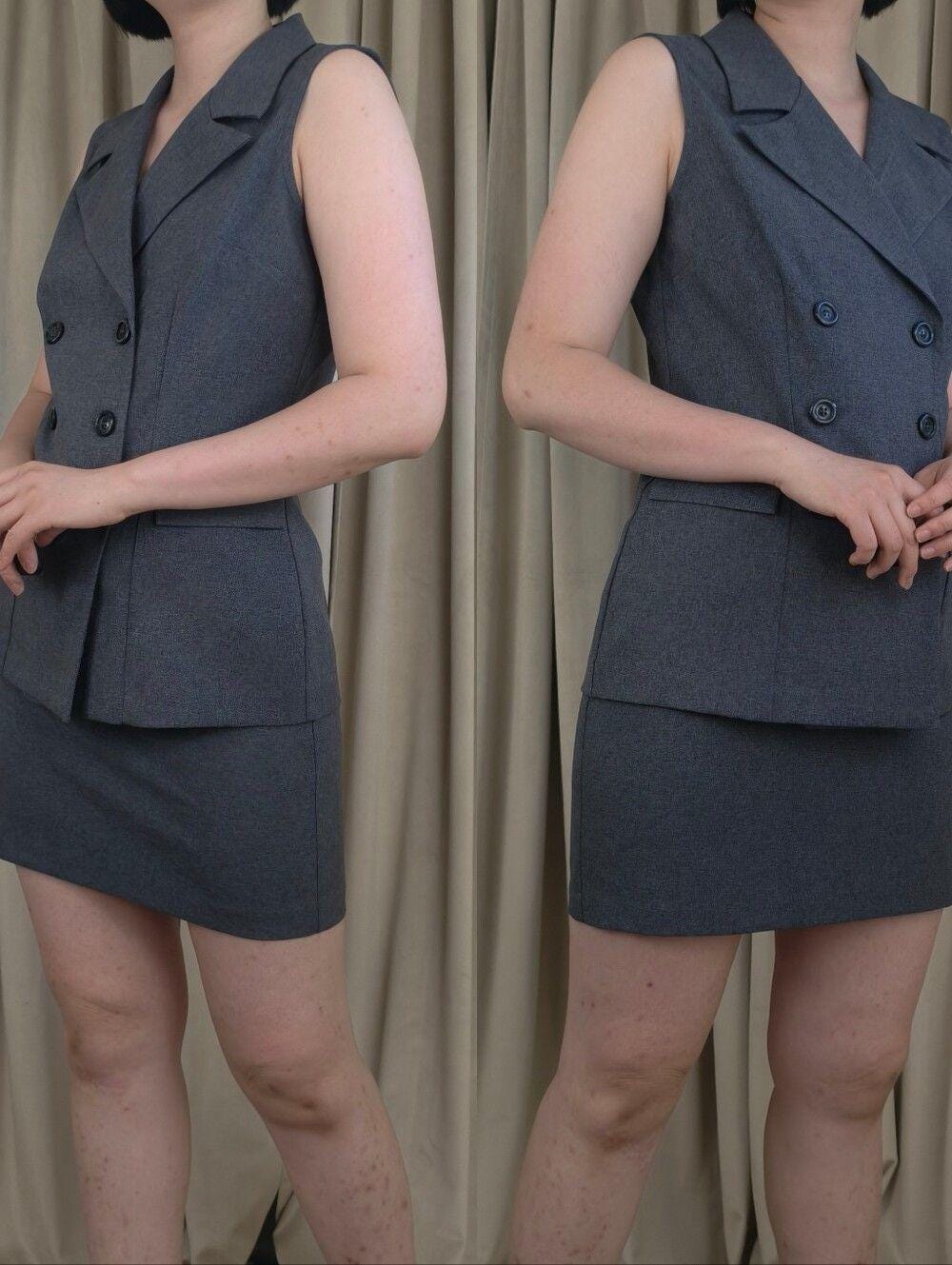 Jodi Michaels Charcoal Gray Mini Sleeveless Skirt Suit Set