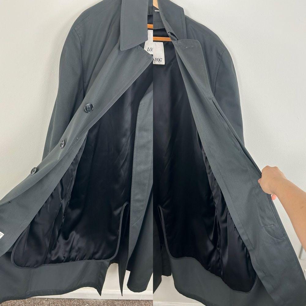 Vintage Dark Green London Fog Single Breasted Trench Coat