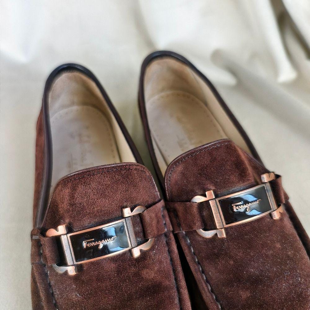 Vintage Salvatore Ferragamo Sport Brown Suede Loafers