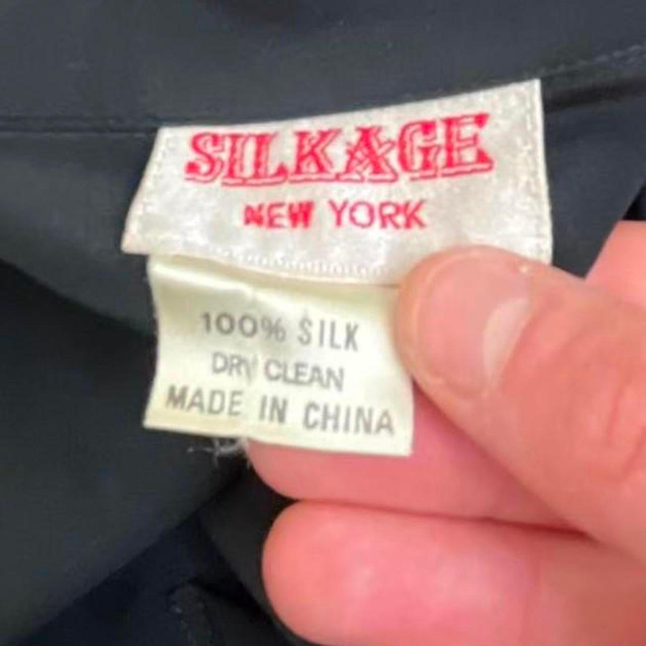 Vintage Silkage New York Silk Black Shirt Dress