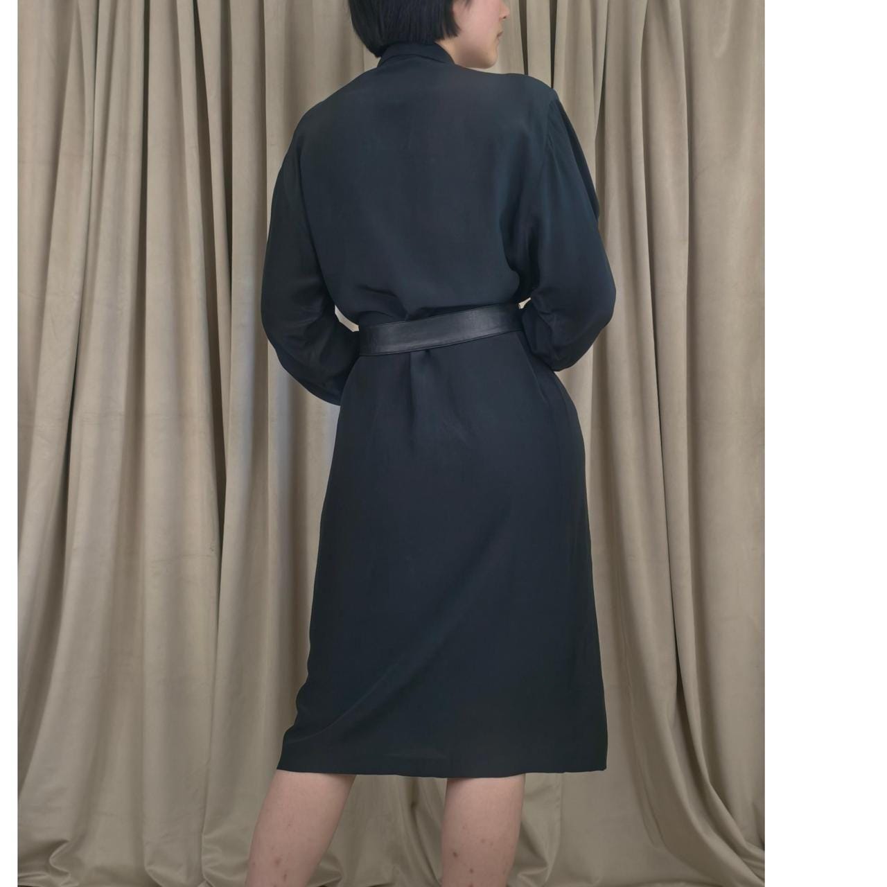 Vintage Silkage New York Silk Black Shirt Dress