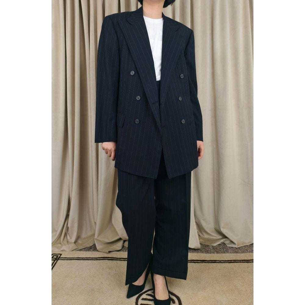 Vintage Polo Ralph Lauren Navy Pinstripe Boyfriend Men's Suit