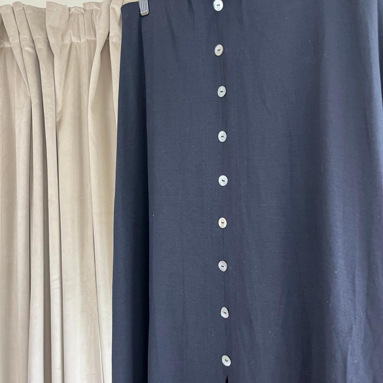 Vintage Carole Little Rayon Black Midi Button Front Skirt