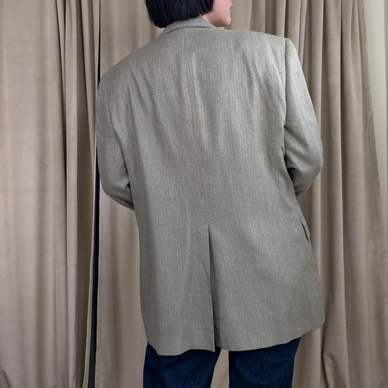 Vintage Silfino 90s Boyfriend Oversized Silk Green Grey Blazer