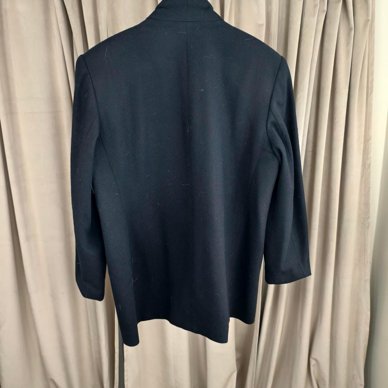 Reworked Vintage Black Wool Blazer Mandarin Tang Jacket