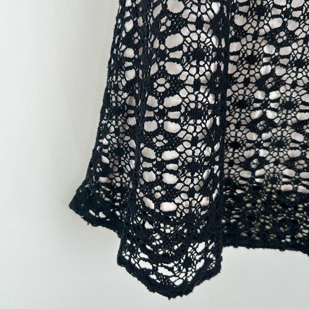 Trina Turk Black Lace Mini Skirt with Flower Brooch