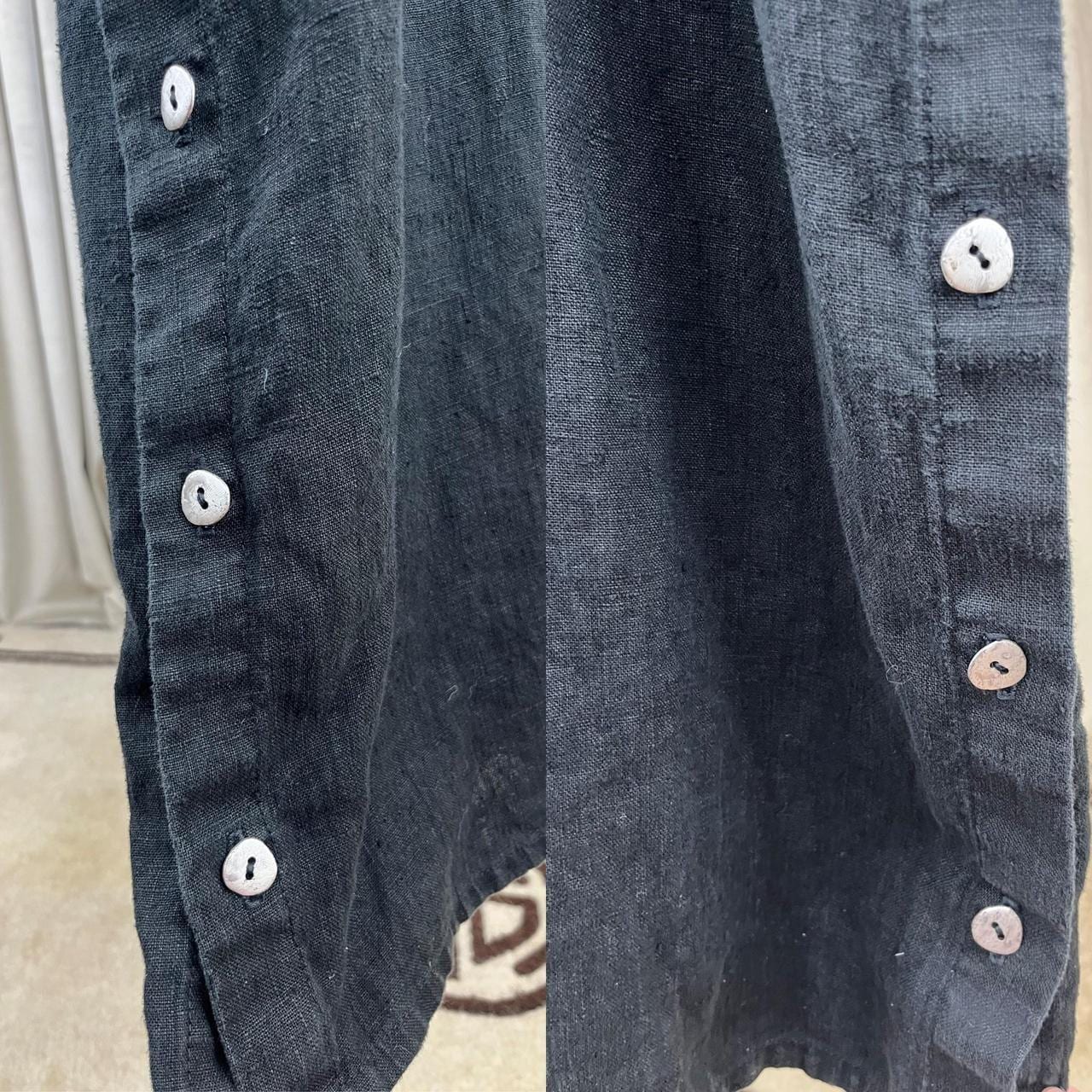 Vintage Studio East Black Linen Maxi Short Sleeve Dress