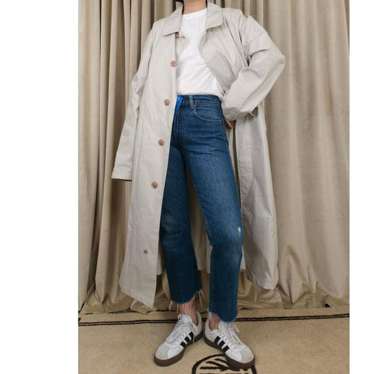 NWT Vintage Lands' End Cream/Beige Full Length Lightweight Trench Coat