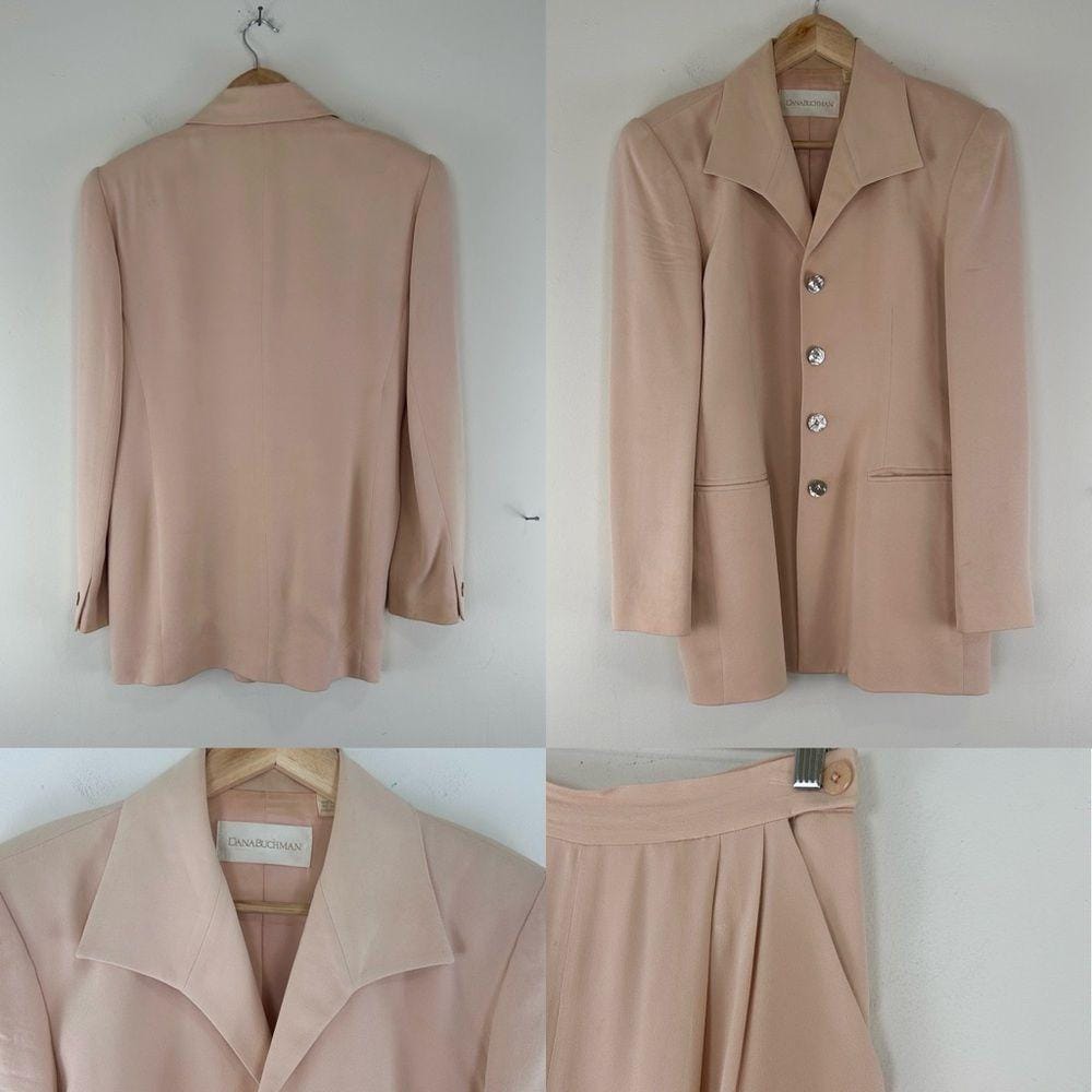 Vintage Dana Buchman Pastel Pink Silk Pantsuit