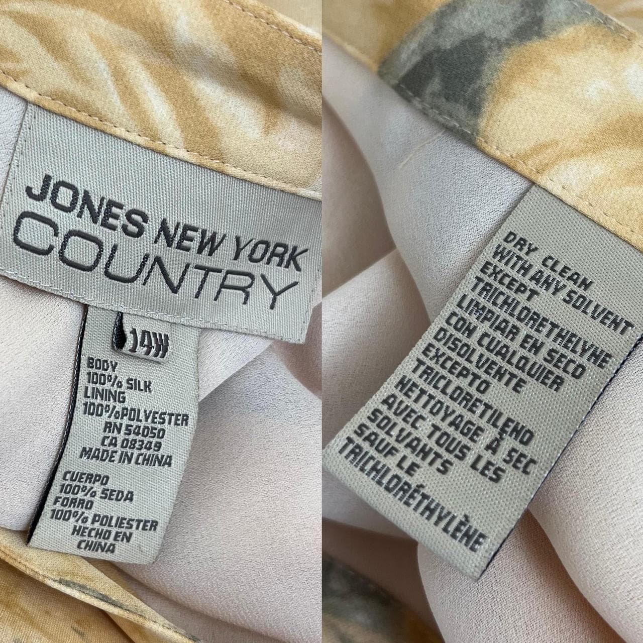 Vintage Jones New York Country Yellow Rose Silk Midi Skirt