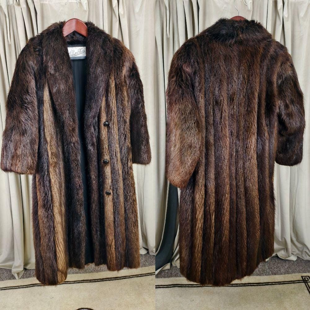 Vintage Capitol Furs Luxurious Brown Natural Beaver Fur Coat