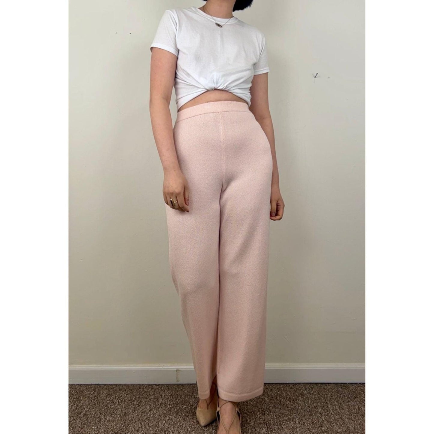 Vintage St John Collection Light Pastel Pink Knitted Trousers