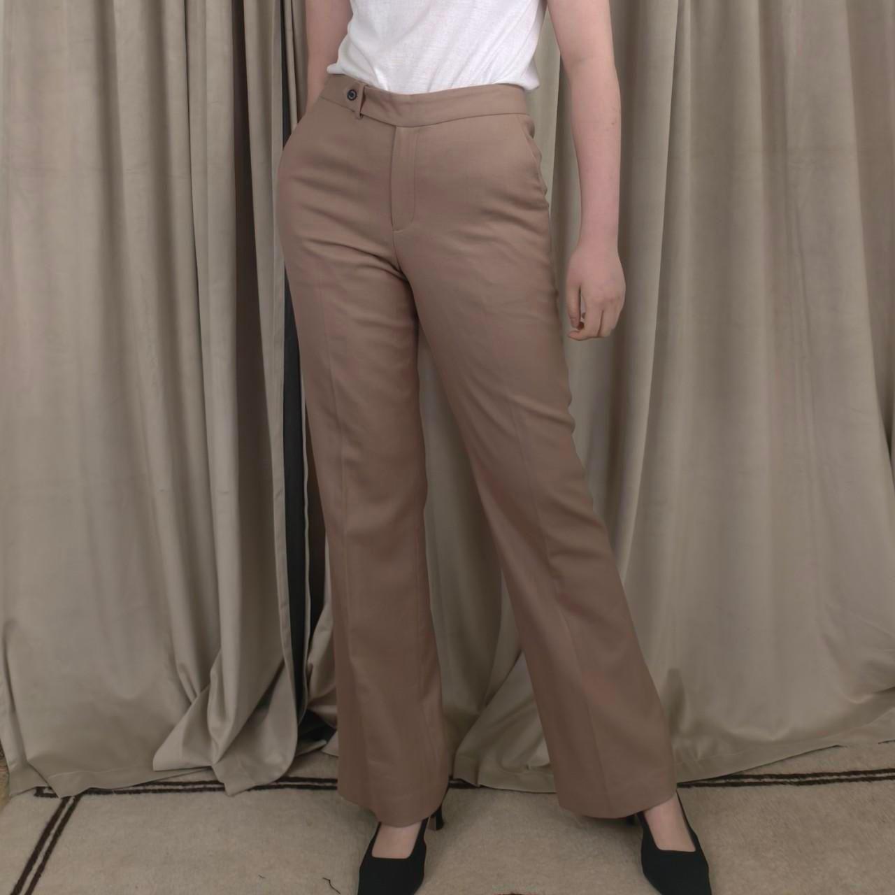 Vintage Chaps Tan Wool Formal Tailored Trousers