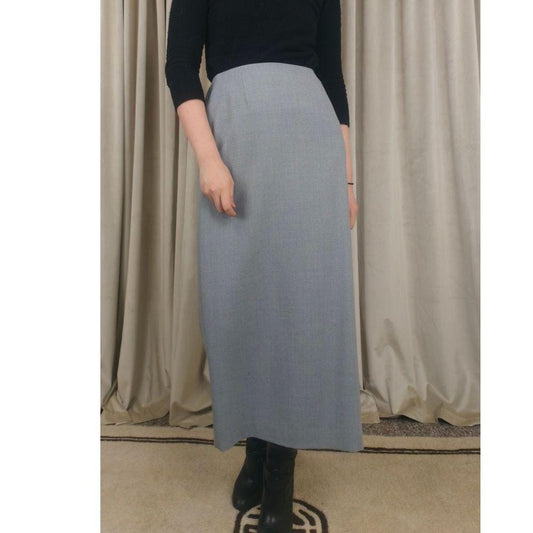 Ann Taylor Gray Wool Full Length Maxi Pencil Skirt