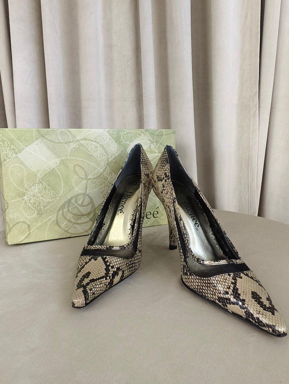 J Renee Snake-Print Pointed Toe Pumps