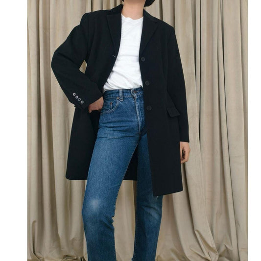 Vintage Lauren Ralph Lauren Black Wool Cashmere Long Blazer