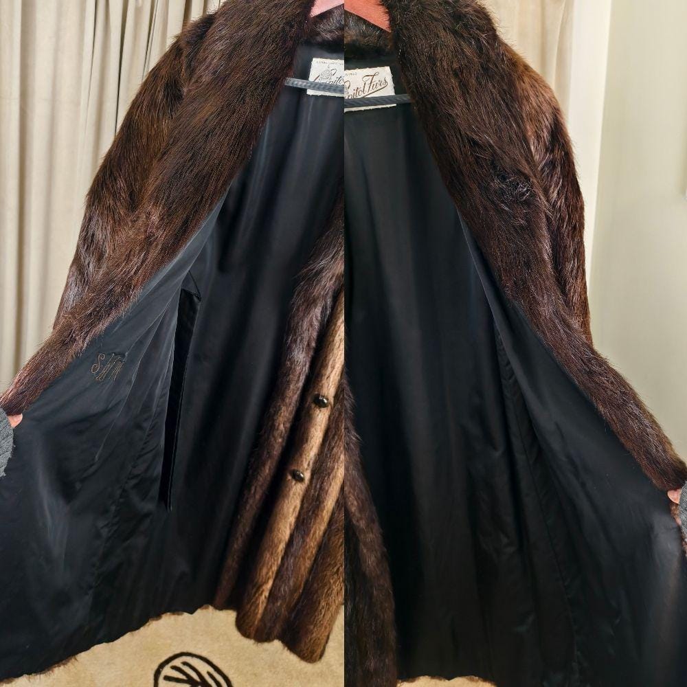 Vintage Capitol Furs Luxurious Brown Natural Beaver Fur Coat