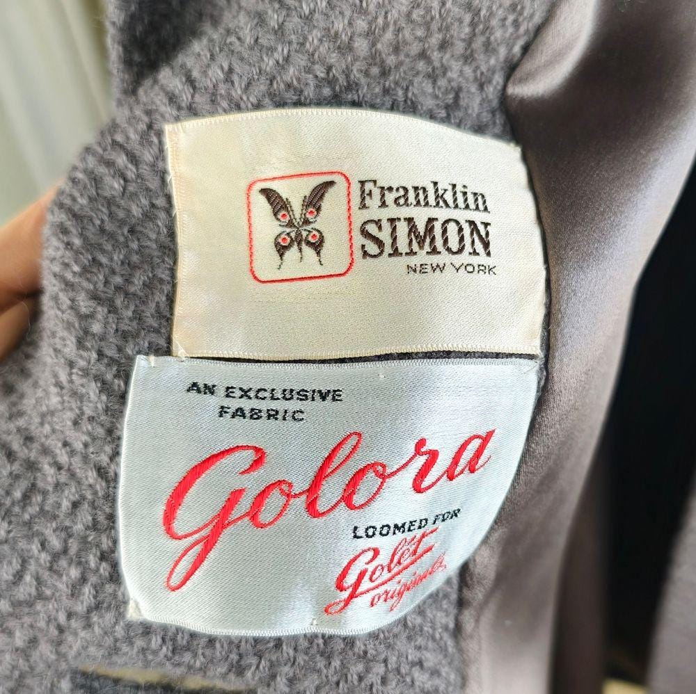 Vintage 50s/60s Gray Wool Swing Coat with Mink Collar