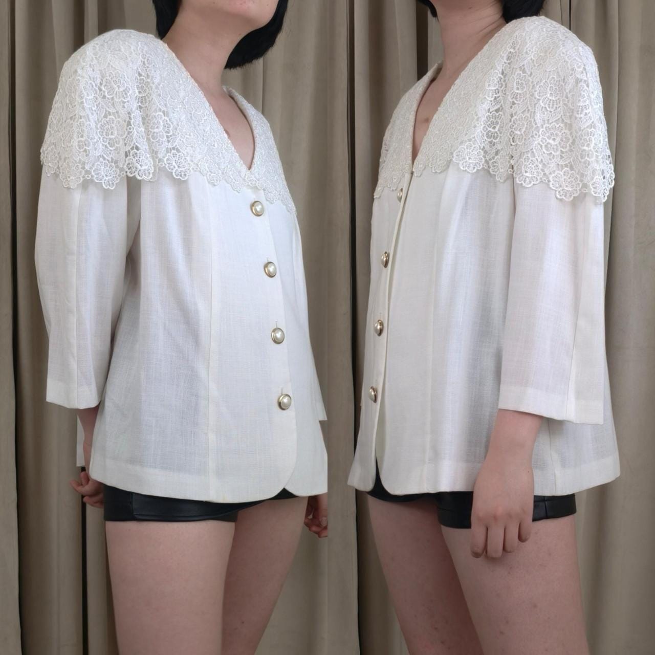 Vintage S. L. Fashions White Lace Blouse