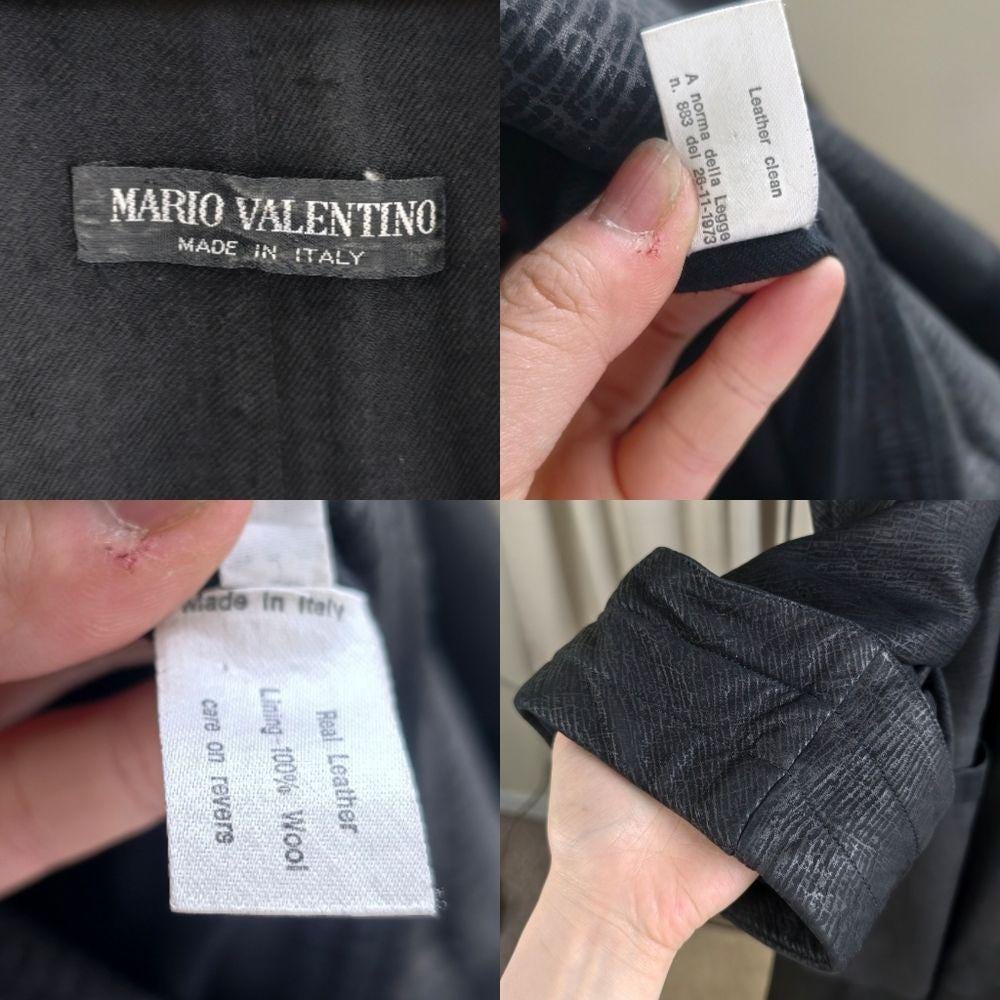 Vintage Mario Valentino Black Full Length Leather Trench Coat Dress