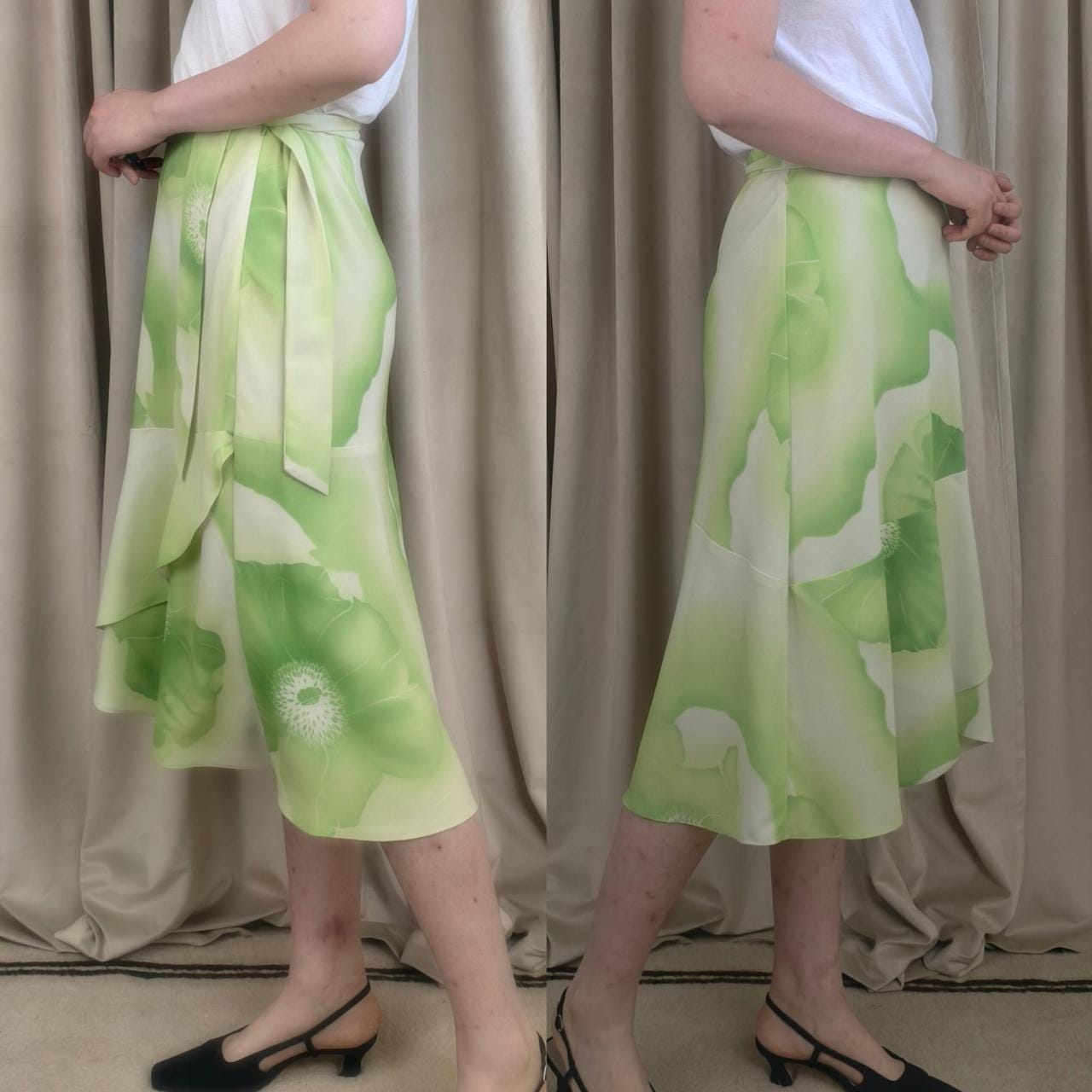 Y2K Jones Wear Lime Green Floral Midi Skirt
