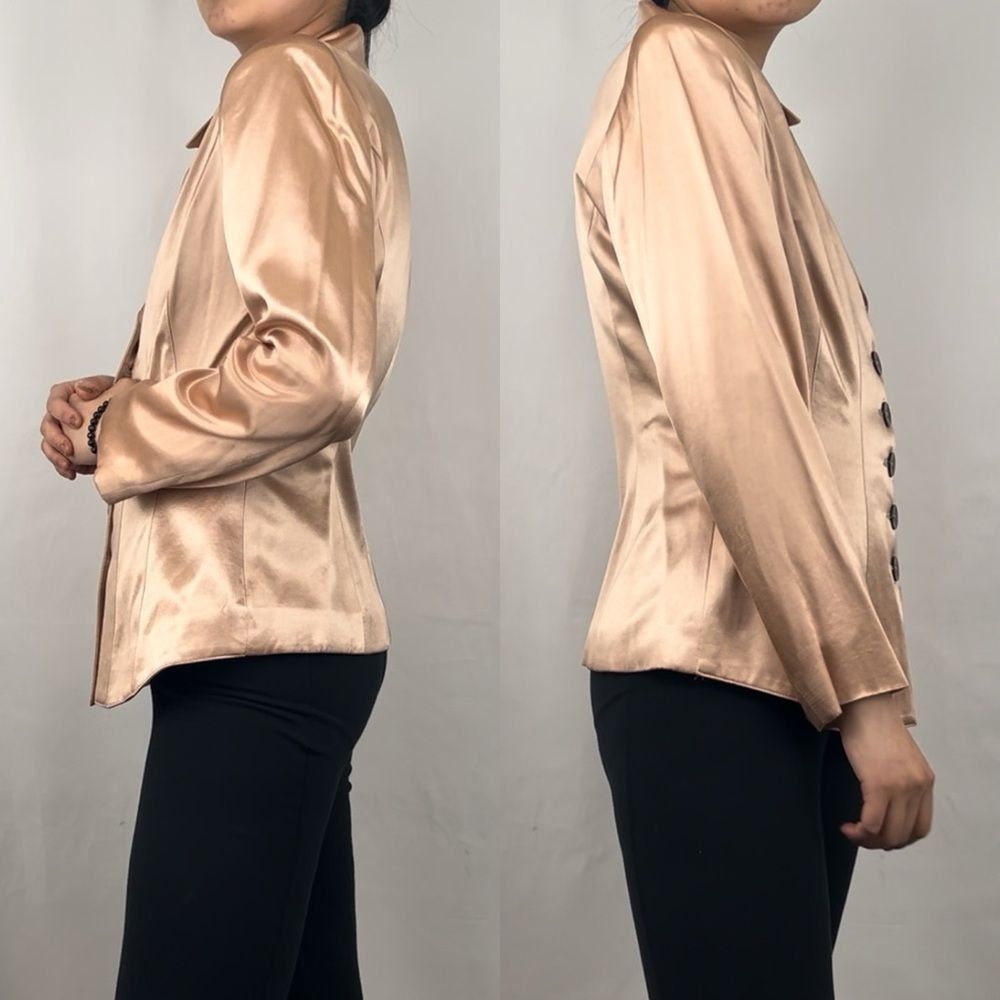 Vintage Cline and Kolarek Blush Pink Satin Blazer Top