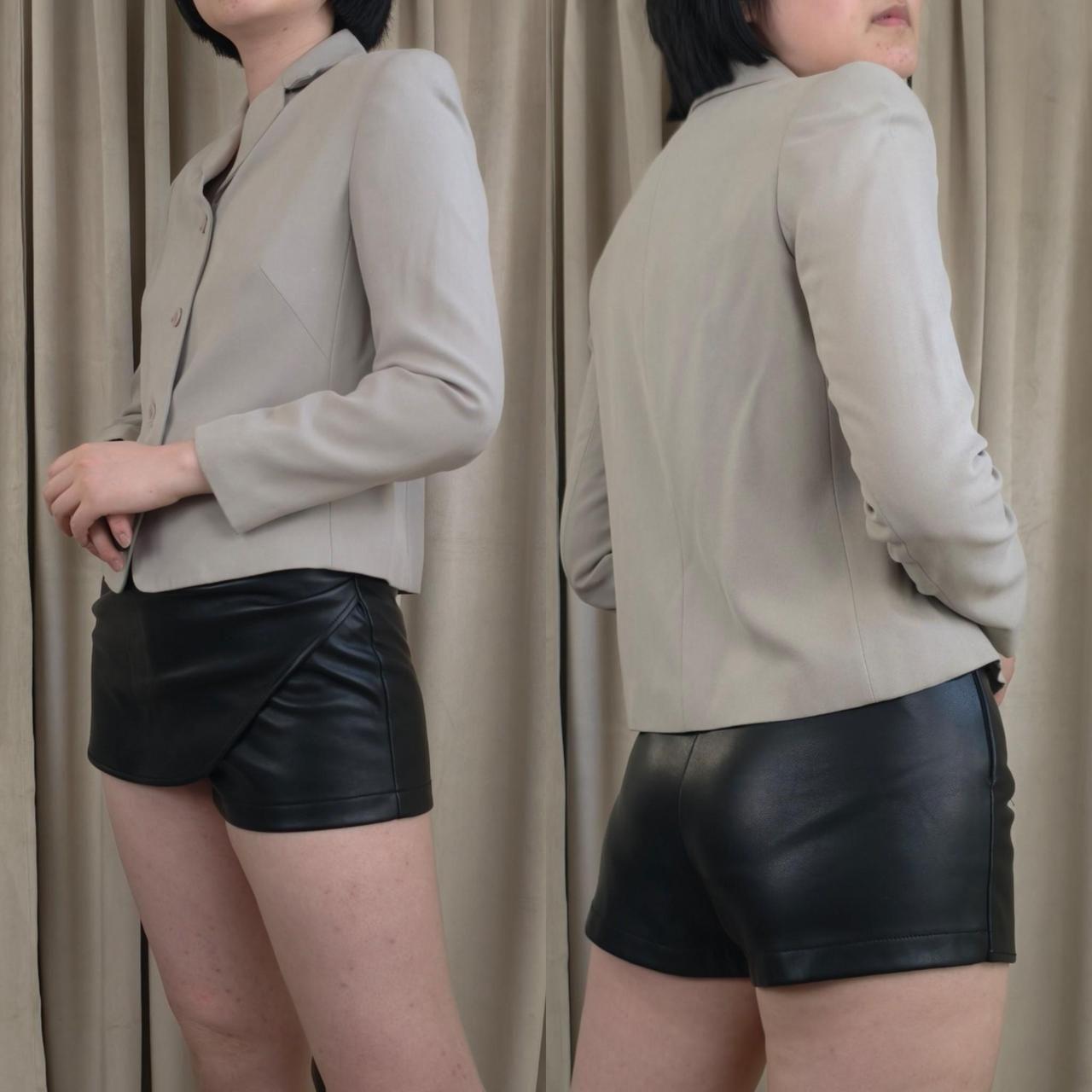 Vintage Petite Sophisticated Grey Green Silk Fitted Blazer