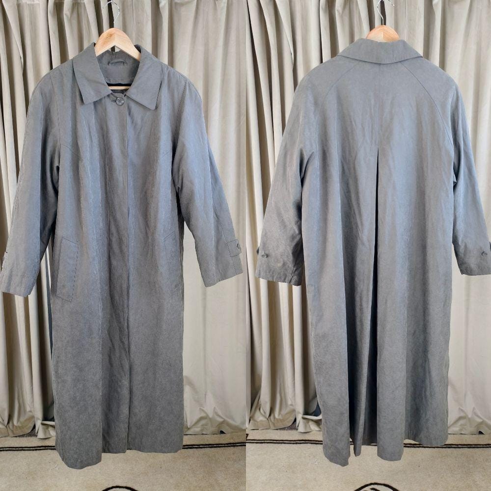 Vintage FSL Gray Full Length Trench Coat with Detachable Lining