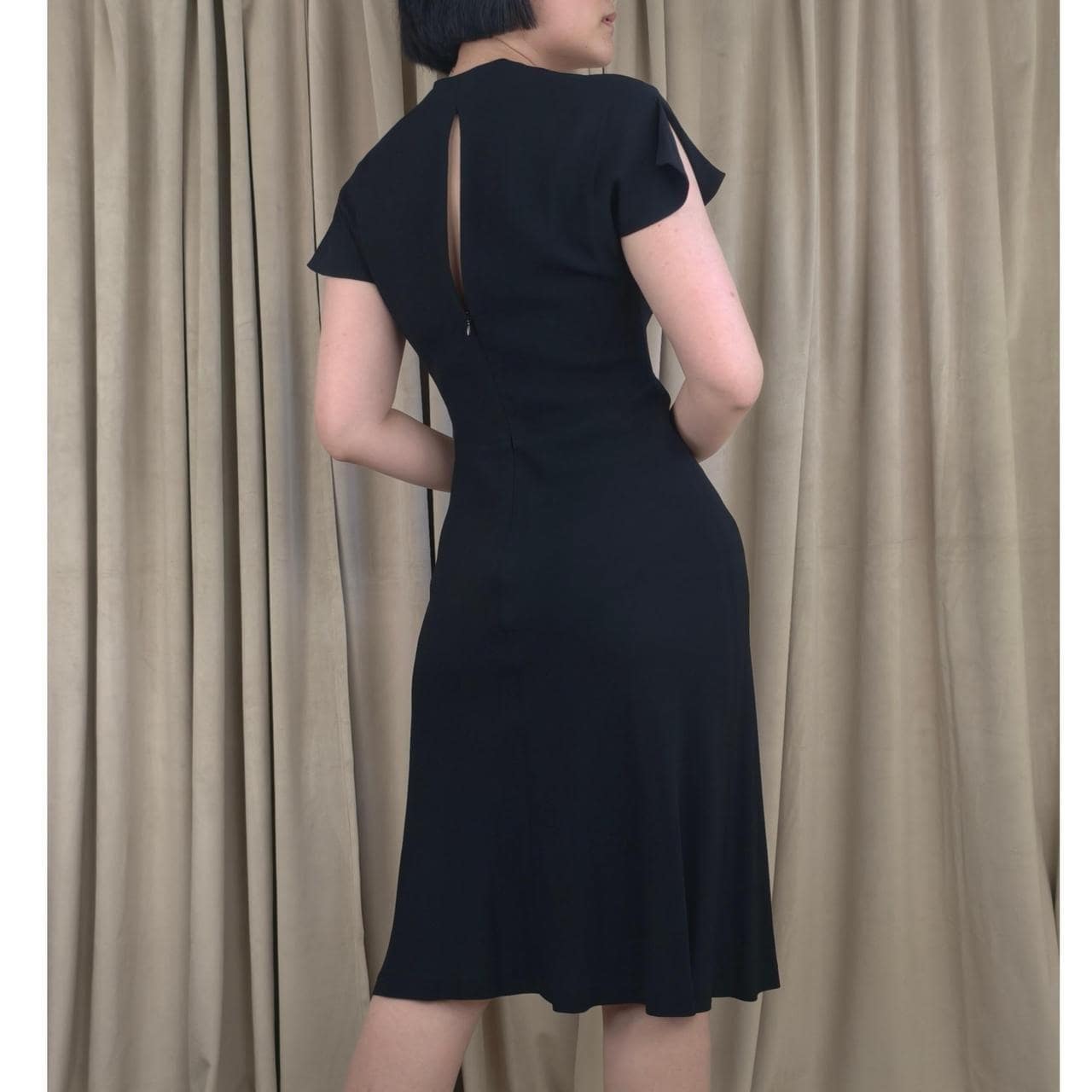 Vintage Polo Ralph Lauren V-Neck Black Midi Dress