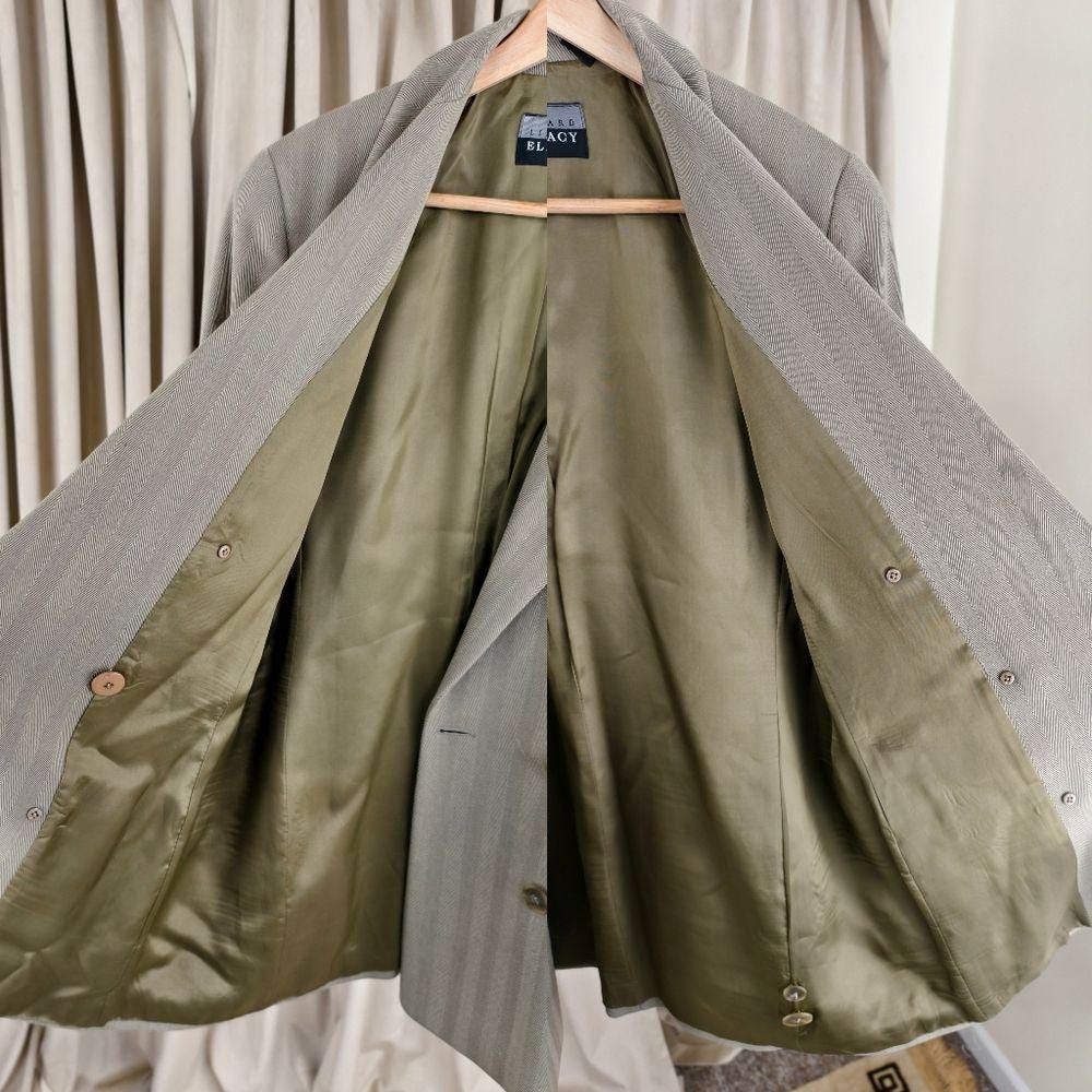 Vintags Ellen Tracy Classic Sage Green Wool Pant Suit Set