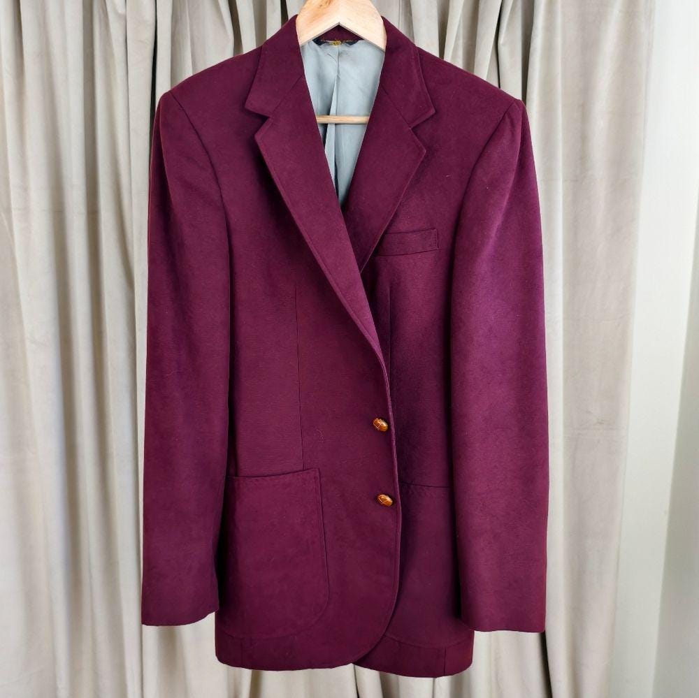 Vintage Faux Suede Burgundy Oversized Boyfriend Blazer