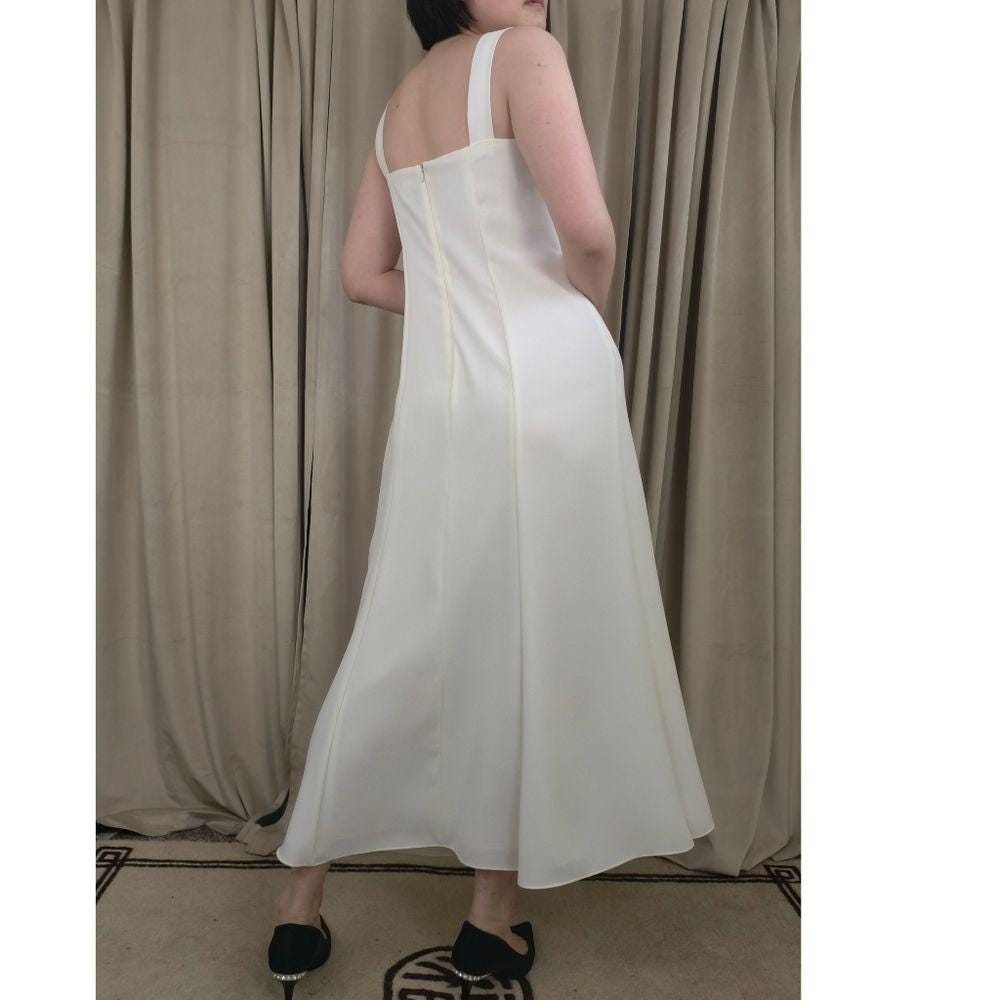 Vintage Ursula Ivory Maxi Dress with Embroidered Detailing