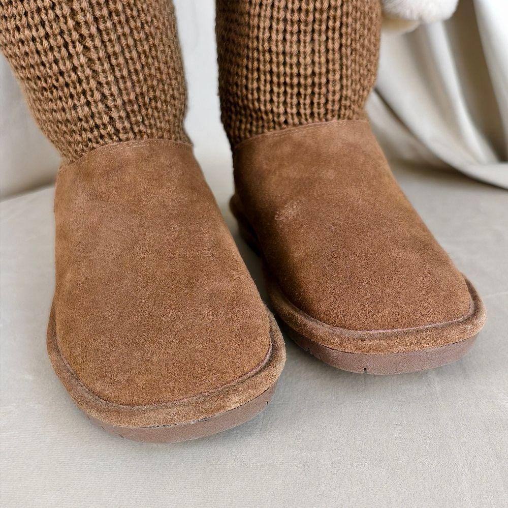 BearPaw Brown Knit and Genuine Shearling Winter Boots