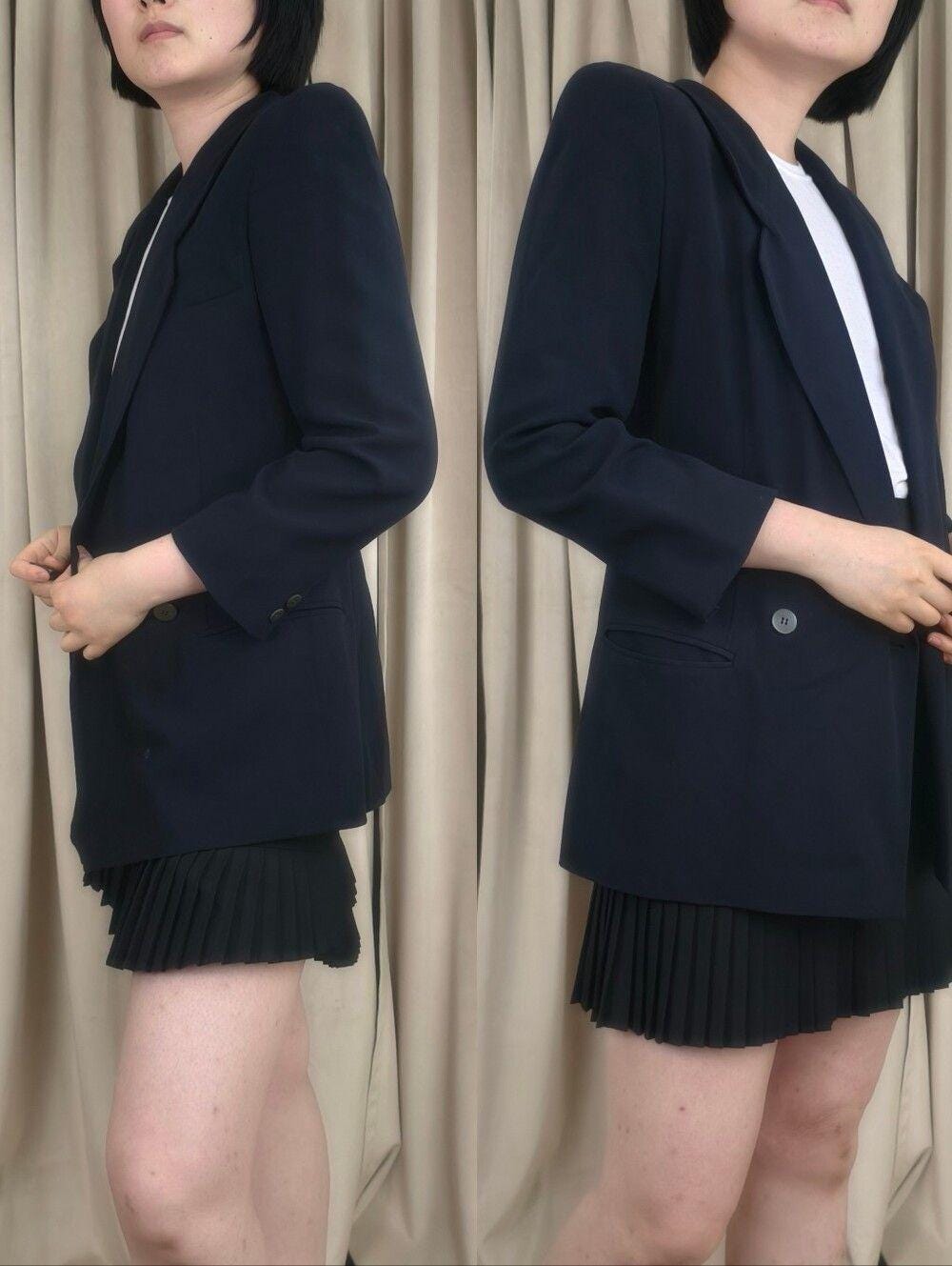 Vintage Giorgio Armani Black Double-Breasted Tailored Blazer