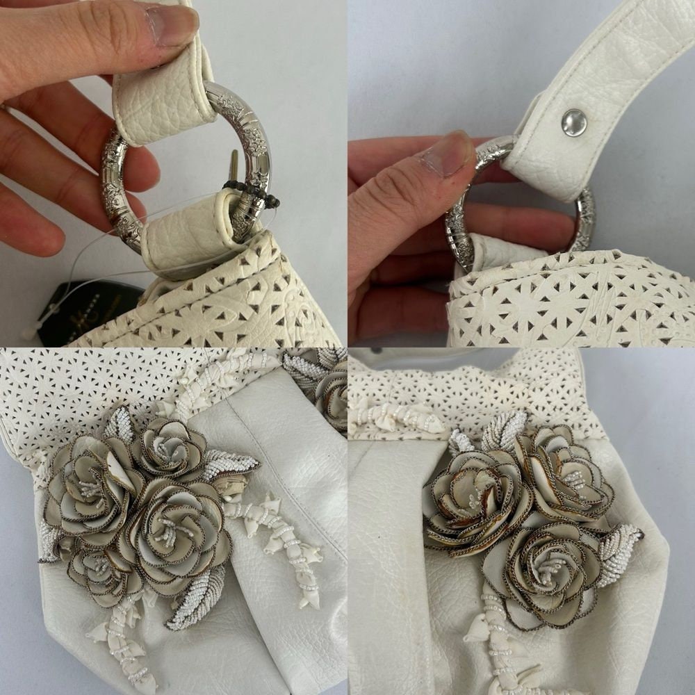 RARE! NWT Mary Frances Handmade Genuine Leather 3D Floral Shoulder Bag